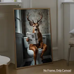 1Pc,No Frame,Frameless,Only Canvas,Canvas Prints,Modern Style,Deer Pattern Painting,Wall Art Decor Living Room Bedroom Office,Home Decoration,Perfect Gift,Artwork