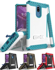 Tri-Shield Rugged Case Cover [with Metal Kickstand + Wrist Strap Lanyard] for LG Stylo 5, Stylus-5