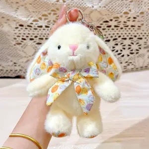 Cute Plush Keychain Accessories Purse Charms Wendy Rabbit Bow Tie Plush Keychain Pendant European Style Healing Companion Doll