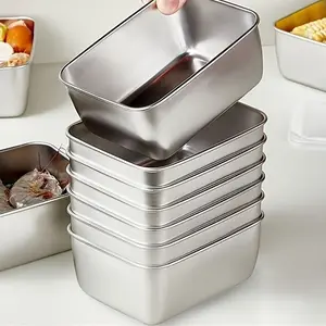 4-piece stainless steel pre meal preparation container with transparent lid - stackable, leak proof, dishwasher safe food storage box, suitable for fruits, Leakproof Airtight Containers