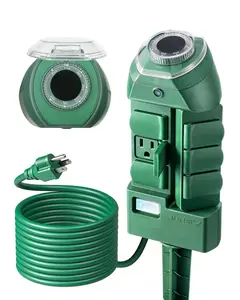 Outdoor Power Strip Timer with Photocell, Weatherproof Countdown Light Control, 6 Outlets 10ft Cord  Outdoor Timer for Christmas Lights, Yard, 1875W/15A UL Listed