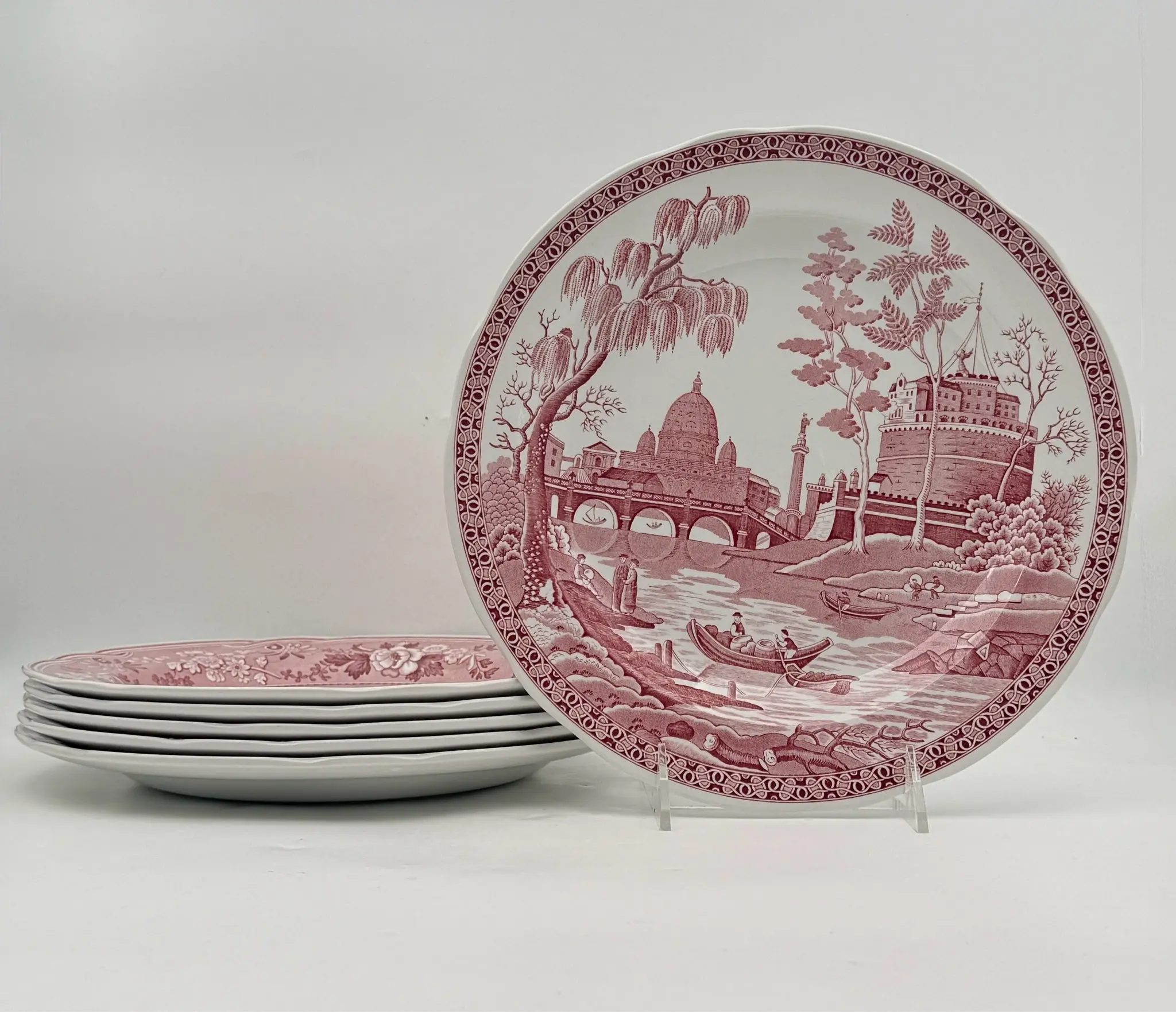 Spode Georgian Series Red Plates- Set Of 6
