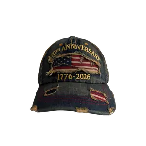 USA 250th Anniversary Hat, Adjustable 250th Anniversary Printed Patriotic Baseball Caps, Tribute Retro Washed Hat Casual Hat High Quality Hat