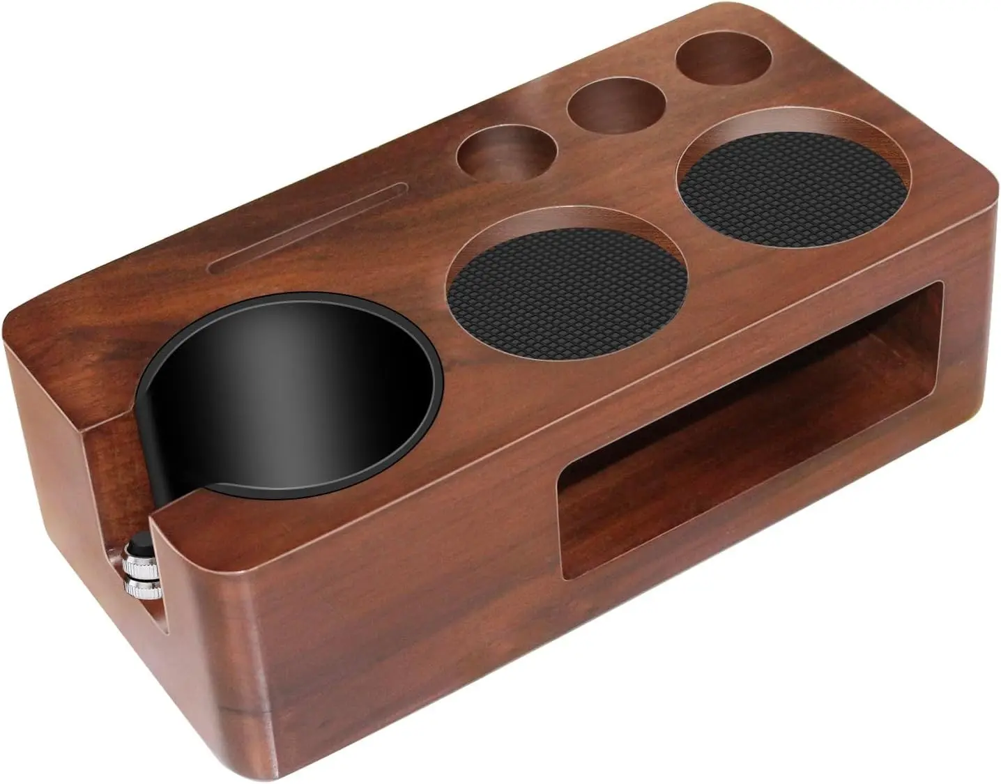 Espresso Tamping Station,Multifunctional Tamping Station,Non-slip Tamper Station,Espresso Station fit for storage 51-58mm Tamper Distributor Portafilter,Walnut Tamper Holder,Coffee Portafilter Holder