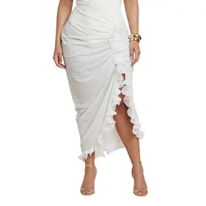 ELOQUII Women's Plus Size PatBO x ELOQUII Ruffled Sheer Mesh Skirt