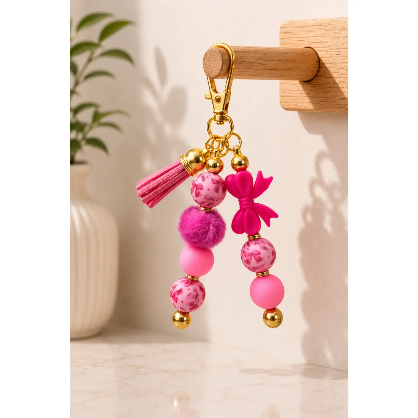 Big-Bow Energy Bag Charm | Beads of Hope T1D – Handmade Silicone Bead Bracelet