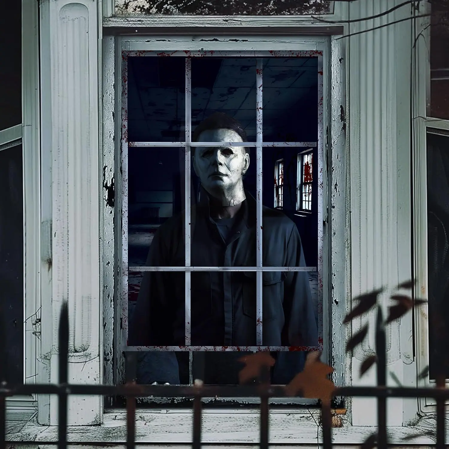 Halloween Window Decorations Scary Window Cover  Haunted House Decoration Halloween Theme Curtain for Indoor Outdoor Party Wall Door Decor
