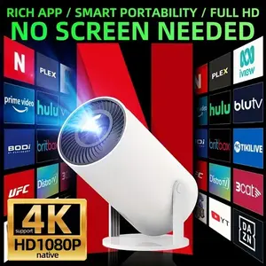 2026 Portable Smart Projector with WiFi 6 & Wireless 5.4 - 4K Supported Projection, Native 1080P, 180 Rotatable Adjustable Screen, Built-In Android 11 for Home Theater, Office, Parties, Camping & Outdoor Entertainment