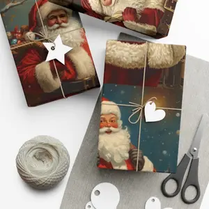Luxury Vintage Santa Christmas Gift Wrap | Old World Holiday Wrapping Paper