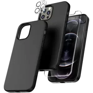 Entronix iPhone 11 Pro Max 3-in-1 Bundle - Liquid Silicone Case, 1 Clear Screen Protector & 1 Camera Lens Protector, Tempered Resistance