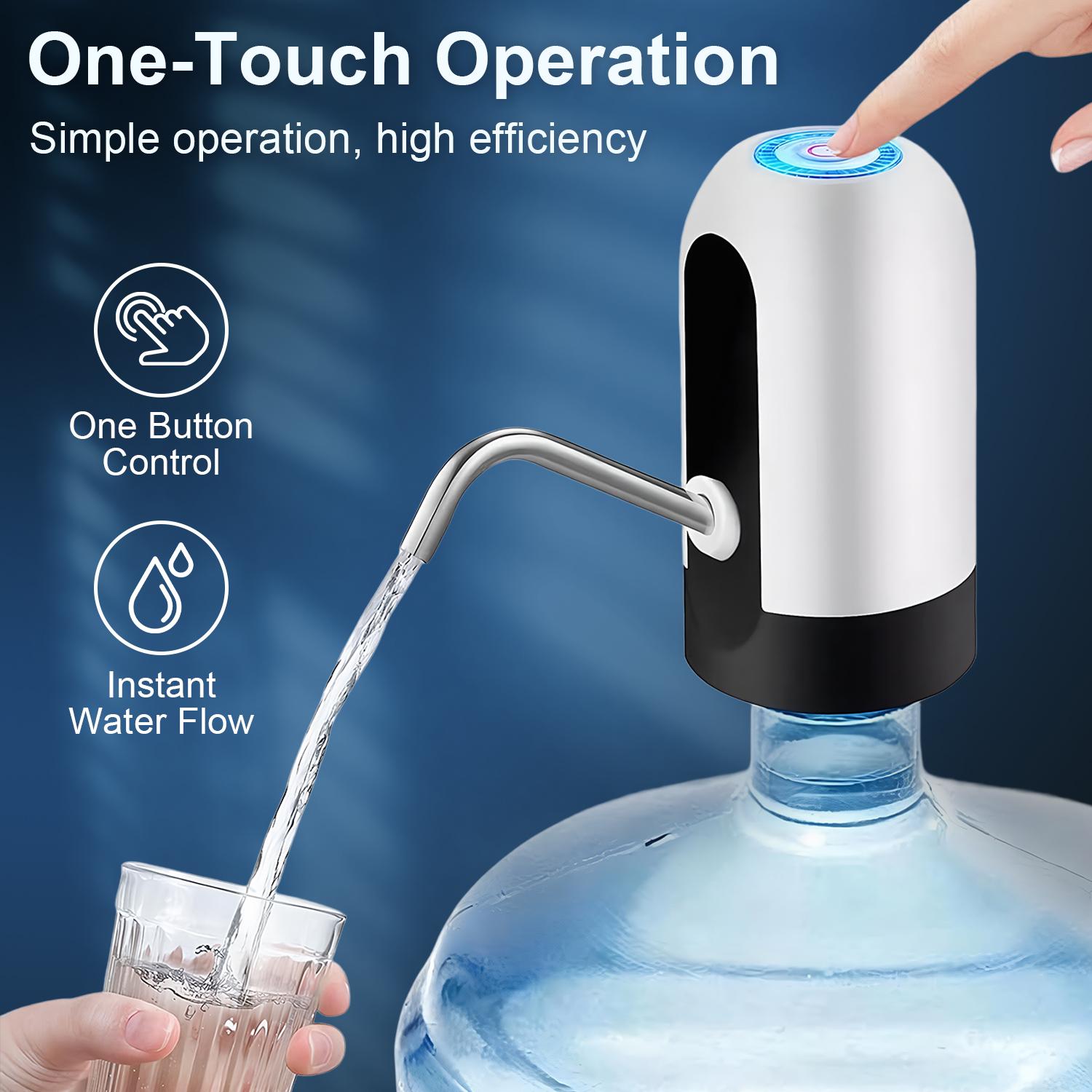 Water Dispenser for 5 Gallon Bottle - Rechargeable Water Pump for 5 Gal Jug, BPA-Free, Food Grade Silicone Hose, Stainless Steel Spout - 30-40 Days Battery Life, Easy One Switch Operation for Kitchen Outdoor Camping Office