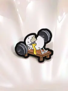 Funny Egg Fitness Weight Lifting Gym Cartoon Inspired Enamel Pin Cracking Shell Weight Lifting Design Humorous Overworked Exercise Brooch for Fitness Clothes Backpack Decoration Gift for Gym Humor Accessories