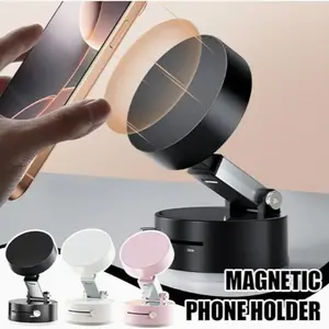 Vacuum magnetic suction cup folding and rotating bracket double-sided suction cup universal vacuum rotating bracket mobile phone bracket Universal Smartphone Holder Vacuum Magnetic Mount black, white, pink three colors
