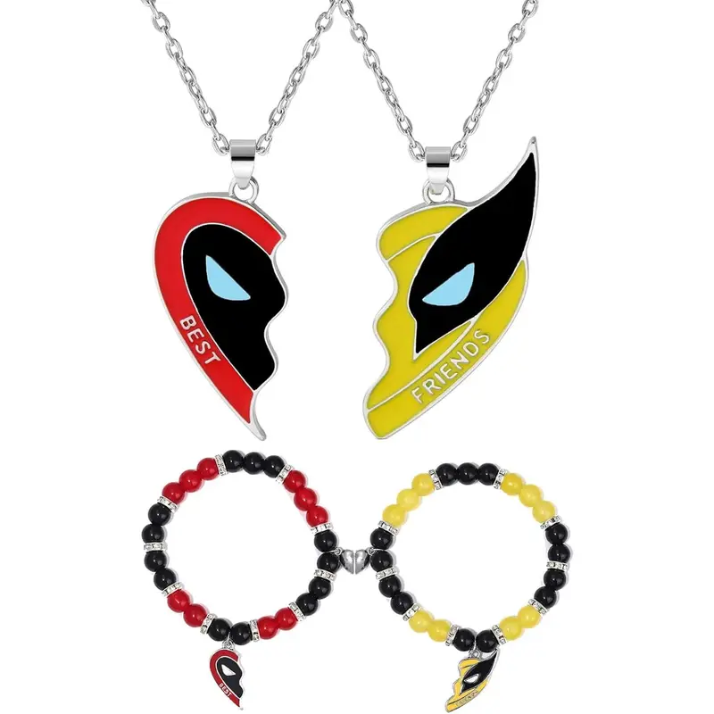 Best Friends Necklaces for 2 BFF Stainless Steel Silver Chain Matching Heart Puzzle Pendant Friendship Necklace and Bracelet Key Chain Set Relationship Jewelry  for Teen Girls Boys