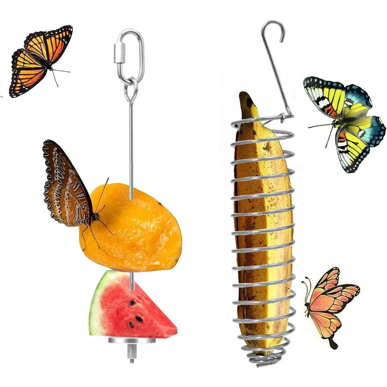 2Pcs Elegant Butterfly Feeder & Banana Holder, Hangable Outdoor Banana Hammock for Garden Backyard Use, Home & Festive Party Supplies, Elegant Design