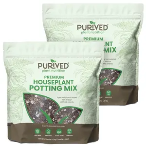 PURIVED Premium Houseplant Potting Mix 2 PACK - 4 Quarts, Made with Kelp, Biochar, Lava Rock & Humic Acid, Ideal for Indoor Potted Plants, Made in USA