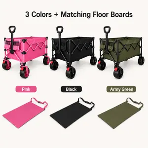 3-Color 250L Oversized Folding Wagon Cart with 10-Inch Wheels & Front Foot Brakes, 550 lb Capacity Utility Pull Cart with Matching Removable Bottom Board for Camping, Beach, Garden, Grocery & Sports Wheelbarrow