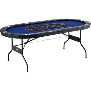 VEVOR 90 Oval Casino Leisure Table: 10 Player, Blackjack Texas Holdem Poker Table with Stainless Steel Cup Holders and Padded Rails, Portable Folding Card Board Game TableVEVOR Super Brand Day