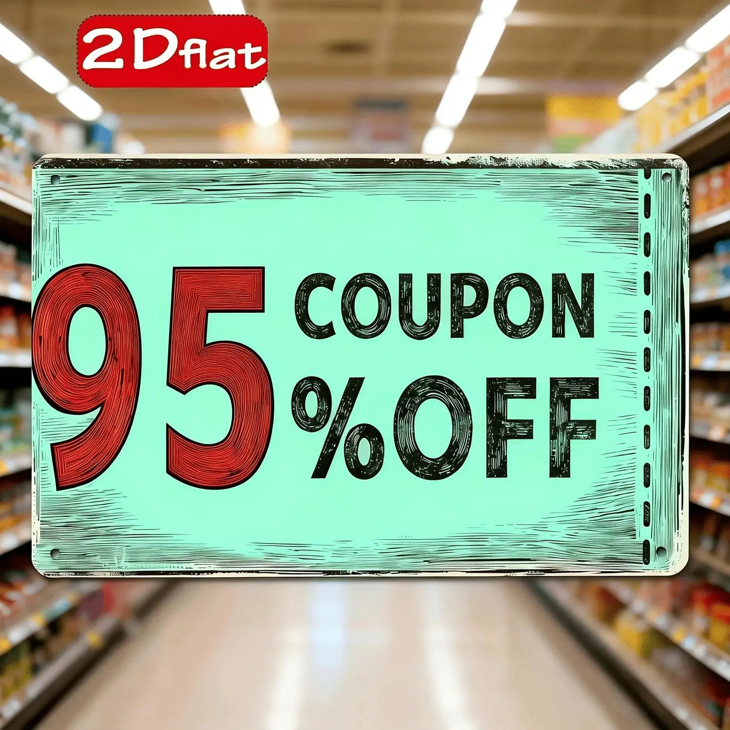 Flat 2D Iron Coupon Board for Wall Display Offering 95 Discount Vouchers Suitable for Holiday Promotions and Commercial Decor