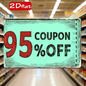 Two Dimensional Flat Iron Coupon Board for Wall Display Featuring Discount Vouchers Bohemian Style Promotional Sign Perfect for Holiday Celebrations Square Plaque for Office and Mall Decor
