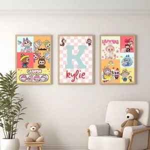 Personalized Set of 3 Lububu Wall Art, Lububu Wall Art, Lububu Nursery Decor, Custom Name Lububu Poster, Boy Room Décor