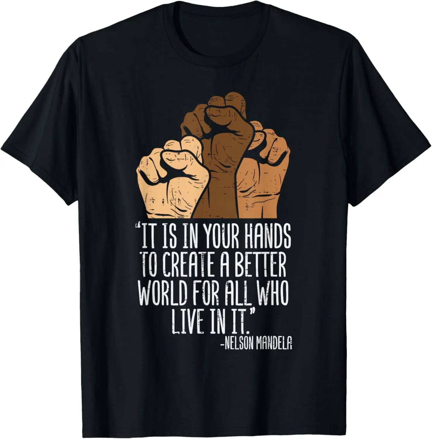 Your Hands Create Better World Black Lives Matter BLM Gift T-Shirt Small Pure Cotton Graphic Tees Menswear Top: Gifts for Men & Women