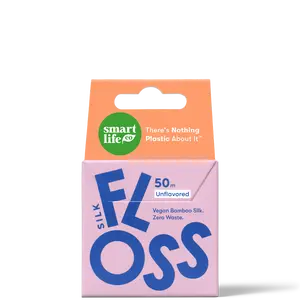 Biodegradable Silk Dental Floss – Vegan Expanding Bamboo Silk Floss for Superior Plaque Removal, Eco-Friendly No Plastic Dispenser Box, Unflavored 50m