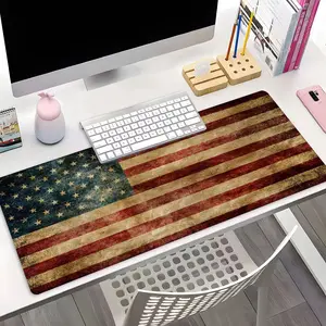 Vintage Distressed American Flag Patriotic XXL Extended Gaming Mouse Pad,Rustic USA Aesthetic Desk Decor, Non-Slip Rubber Desk Mat with Stitched Lock Edge, Washable Keyboard Pad for PC Gaming & Home Office, Perfect Gift for Patriots & USA Culture Fans