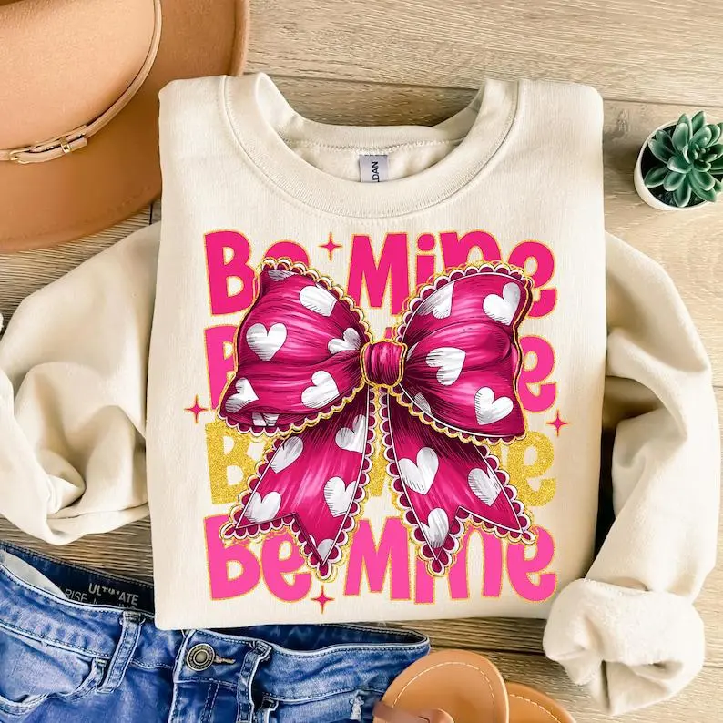 Pink Valentine Coquette Heart Shirt, Be Mine Shirt, Valentine's Day Coquette Sweater