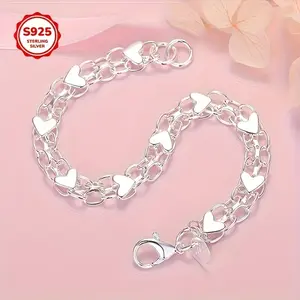 DearYou Studio B 925 Sterling Silver Bracelet - Hypoallergenic, Durable & Perfect For Couples, Everyday Accessory|Boho Style|Hypoallergenic Bracelet bangle high appearance bracelet popular gift