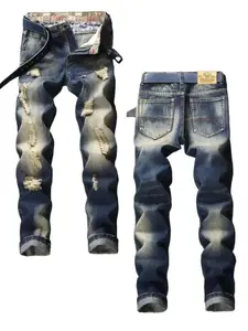 ZYNE Men's Regular Fit   Ripped Jeans, Fashion Casual Comfy Denim Pants for Daily Outdoor Wear, Mens Bottoms for All Seasons, Jeans Distressed
