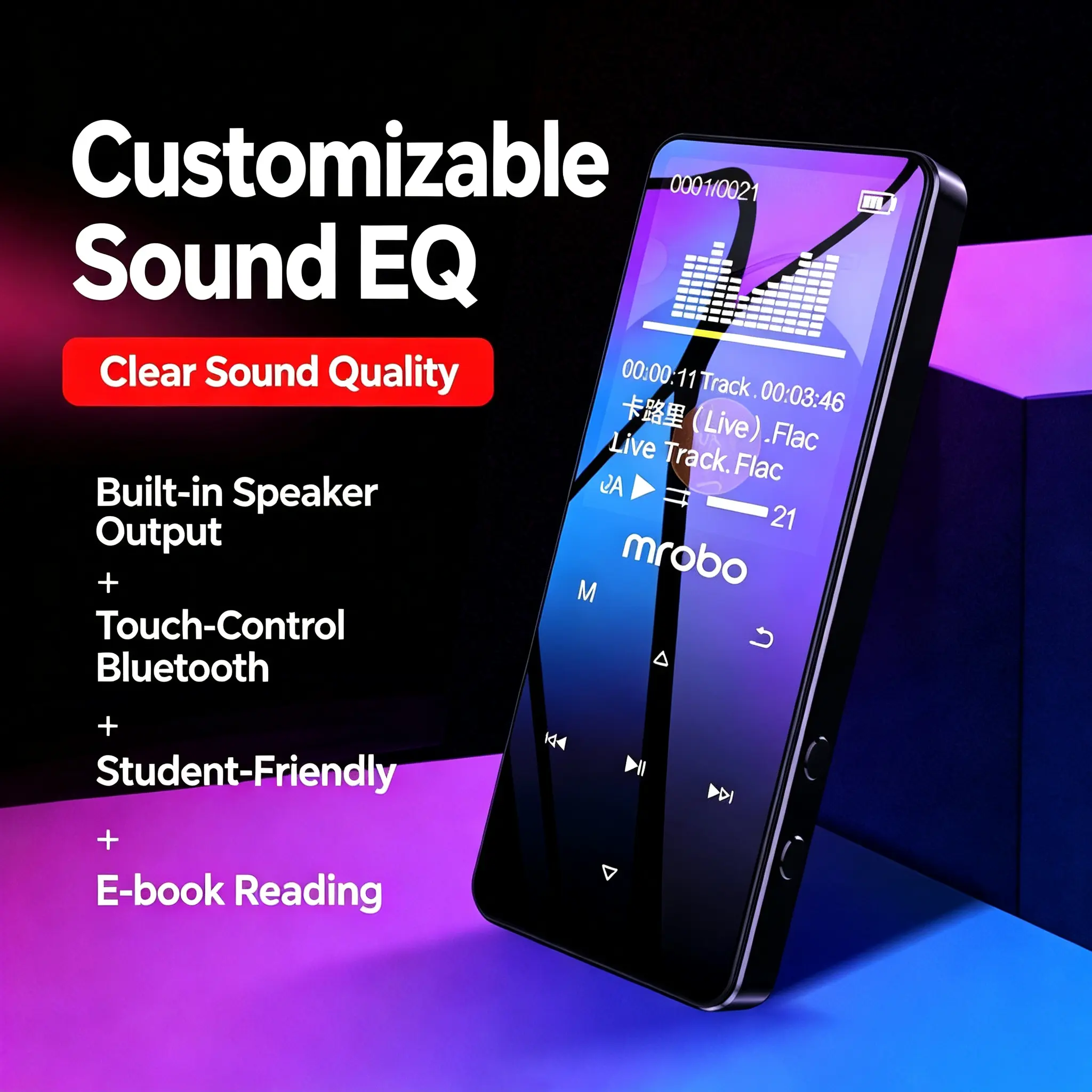 Essential School Supplies: A6 Bluetooth MP4, Touchscreen MP3 Portable Music Player, Walkman, E-book, Student [School Start Season]