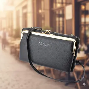 Dual Layer Phone Wallet with Removable Strap: Detachable Card Slots, Anti-Scratch Surface, Magnetic Clasp, Water-resistant Coating. Convertible Crossbody or Handbag for Casual, Commute & Travel Use. Lightweight Multi-Scene bag.