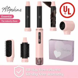 ATOPSKINS 5-in-1 Hot Air Brush Ultra-Lightweight Air Styler Gentle Styling Zero Heat Damage 230°F Heat-Free Styling High-Temp Plastic Parts 30-Day Warranty Handle Attachment Hair Curling Tool tiktokshopSummervibes