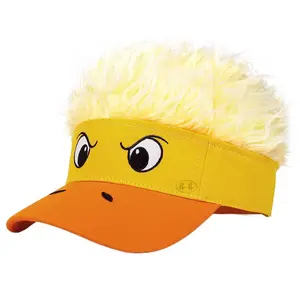 Funny and quirky penguin and yellow duck decorative cap with wig, suitable for outdoor wear, cute wig for both men and women