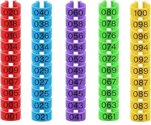 100Pcs Chicken Leg Rings Colorful Readable Numbered Identification Bands for Ducks Chicks Guinea Pigeons Goose Gamefowl 20mm Eco-Friendly Plastic Clips