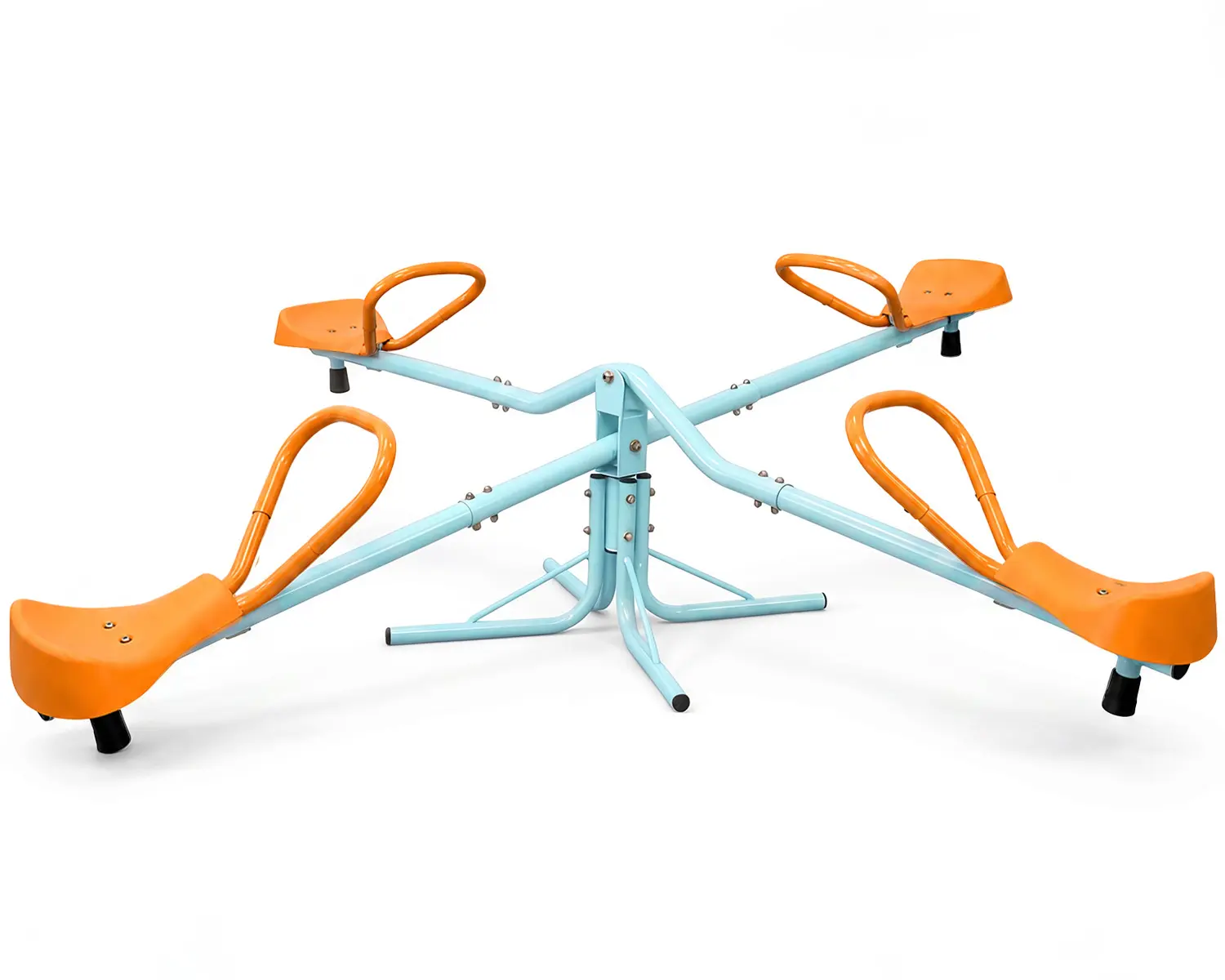 360° Rotating 4-Seat Kids Seesaw | Sturdy Outdoor Playground Equipment for Backyard & Kindergarten Fun Ages 3+ Blue & Teal, Outdoor Kids Stuff, Kids Outdoor Play,summerwins Wooden