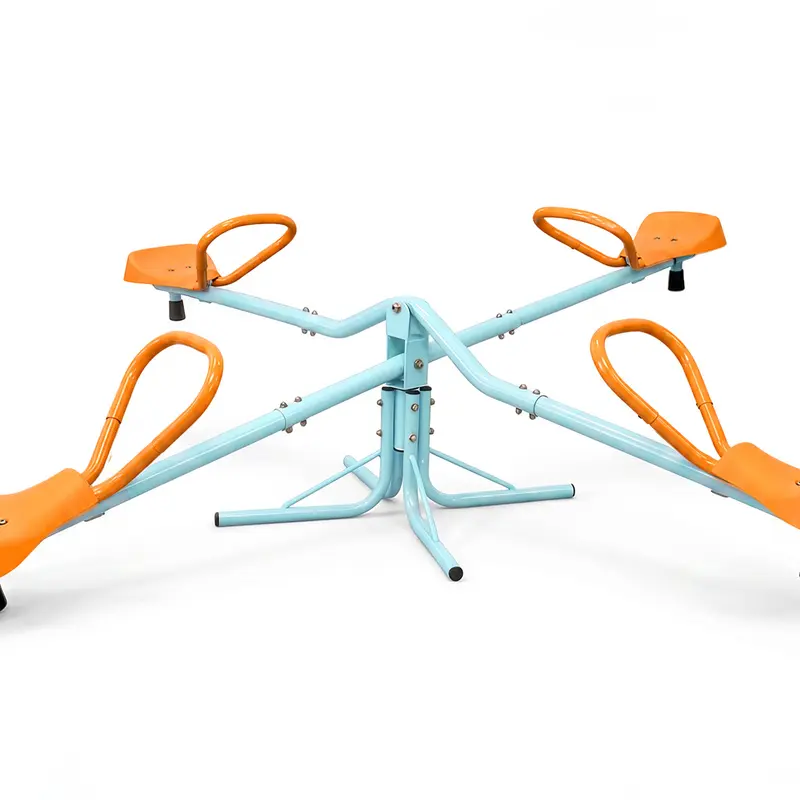 Mersco 360° Rotation 4-Seat Unisex Kids Seesaw - Sturdy Backyard Play Equipment, Balance Toy for Ages 3+, Blue & Teal, Safety & Durability Focused Cool Gifts for Kids