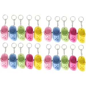 20PCS Croc Keychain Mini EVA Slipper Keychains for Backpack Handbag Car Purse Luggage 1.4 x 3.0in Light Blue Green Pink Peach Yellow Shoe Keychains