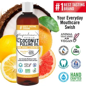 Kapuluan Coconut Pulling Oil Citrus Burst Flavor 8oz - Natural Oral Cleansing Mouthwash