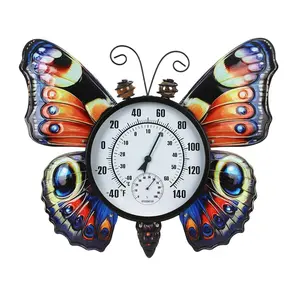 Large Outdoor Thermometer, Printed Butterfly Metal Indoor Wall Thermometer, 23.6" Outside Thermometer with Large Number for Patio Home Room Decor