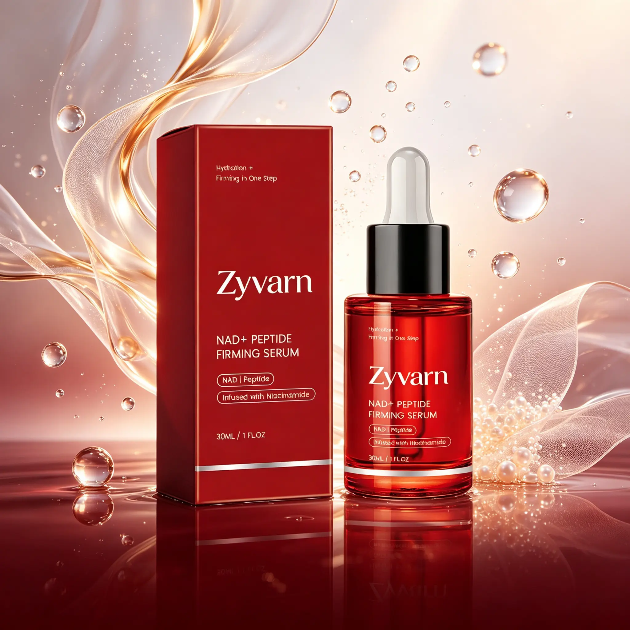 Zyarn Hydration+ NAD Peptide Serum (30ml) - NAD, Peptide, Niacinamide Infused Skincare Serum for Skin Firmness, Deep Hydration & Glowing Skin