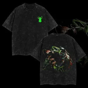 Bane Menswear Epic Panther Design T-Shirt for Movie Fans Classic Oversized Regular Fit Heavyweight Cotton Tee with Floral Print & Lightweight Washed Finish