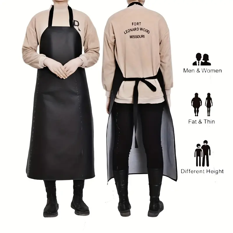 3-Pack Super Lightweight PVC Apron-Adjustable, Oil and Liquid Proof, Suitable for Cooking, Washing Dishes, Gardening, Etc.-Black