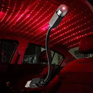 USB Star Projector Night Light, Sky Projector Car Light, Atmosphere Decorative Auto Roof Light for Bedroom, Car,, Wall, Ceiling (Red)