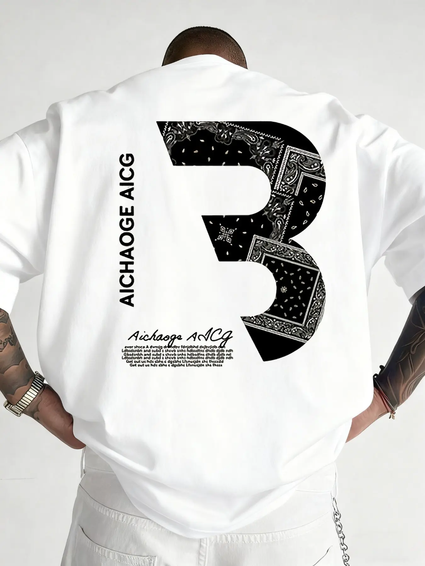 Men's Plus Size Personalized Letter Print Round Neck T-Shirt, Simple Fashion, Daily Wear, Casual Style, Streetwear