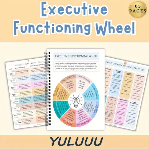 Executive Function Wheel Workbook for Adhd & Autism Strategies, Cbt Relaxation Skills Guide, Psychologist Manual Included, Visual Learning Tools