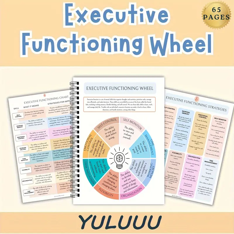 Executive Function Wheel Workbook for Adhd & Autism Strategies, Cbt Relaxation Skills Guide, Psychologist Manual Included, Visual Learning Tools