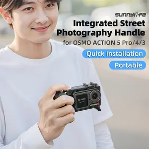 Integrated Camera Cage Handle for Dji Osmo Action 5 Pro/4/3, Portable Street Photography Hand Grip, Protective Frame Vlog Shooting Accessory