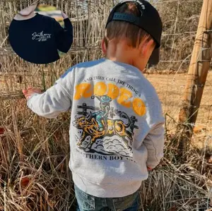 Rodeo Kids Crewneck Sweatshirt, boys christmas gifts, Camo Hunting Shirt, Boy Shirt, Outdoor Clothing, Gift for Boys Girls, Youth Clothing, Y2k Clothing, Casual Graphic Apparel, Matching Style, Everyday Wear
